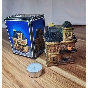 Vintage JSNY Halloween Haunted House Fine Ceramic Votive Holder Handpainted 6219